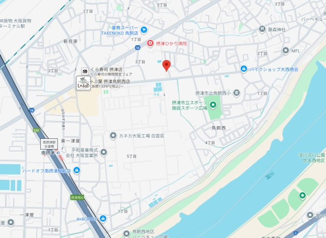 鳥飼西2丁目貸家の地図