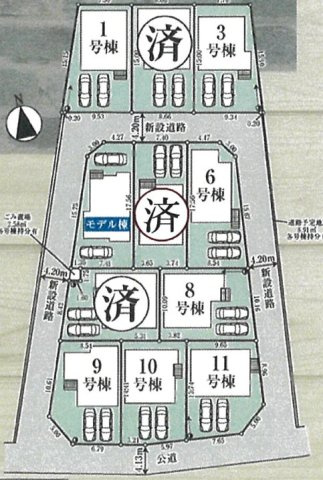 【仲介手数料無料】所沢市山口１９期全１１棟１号棟　所沢の新築なら西武ハウジングの区画図