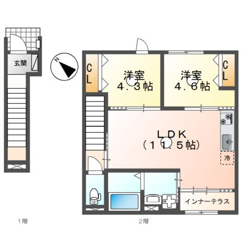 【間取り】 | （仮）北区熊谷２丁目新築アパート