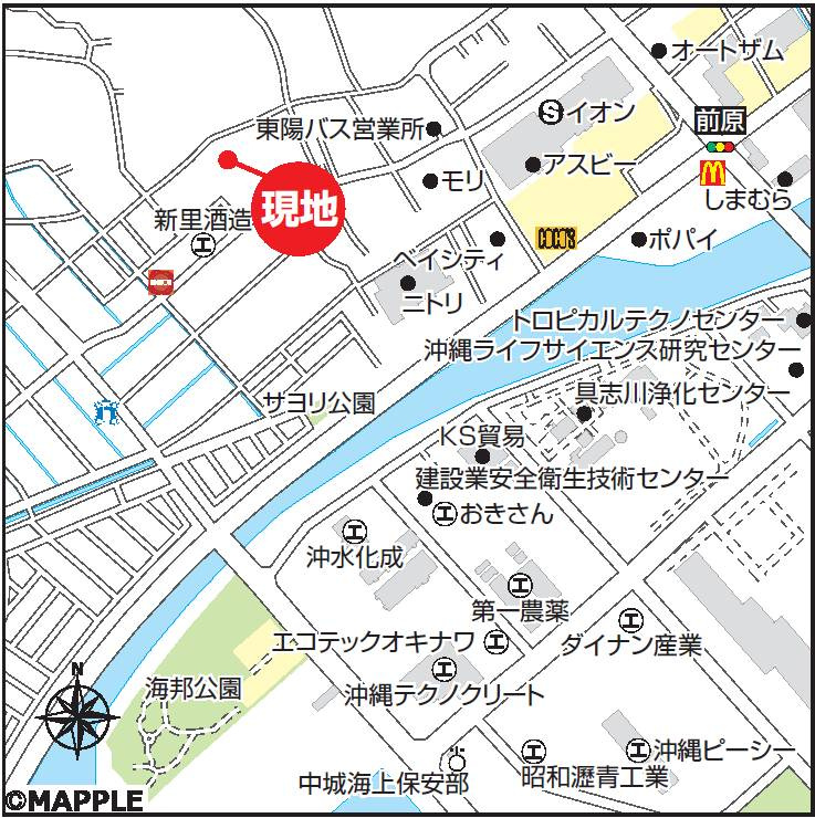 ハートフルタウン沖縄市古謝　全1棟の地図|MAP
