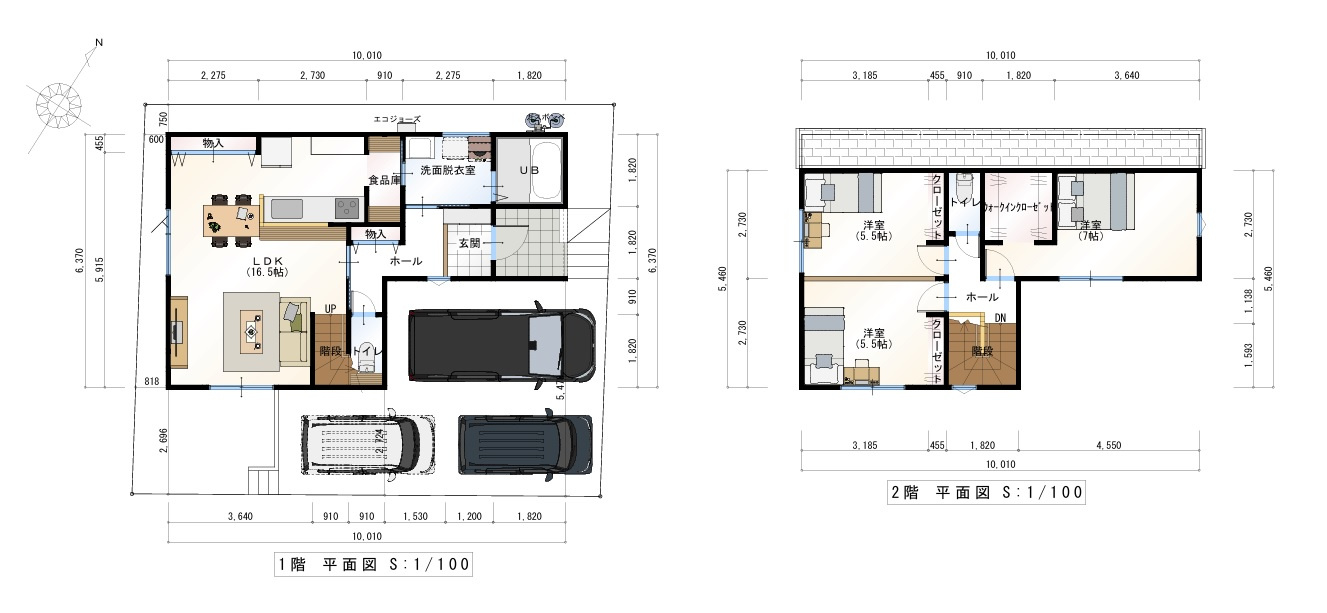 高知市福井町-建築条件付き- 売土地の土地図＋建物プラン例