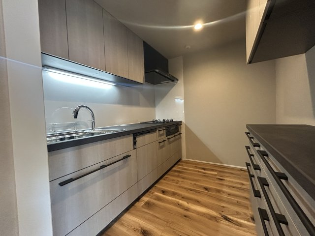 リーデンスタワーのキッチン|長い時間滞在するキッチンスペースだからこそ、食事の準備を楽しい時間に、忙しい時でもスムーズに無駄なく作業できる、お手入れも簡単にできるなど、毎日を楽しくするキッチンスペースに仕上げました。