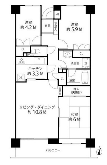 【間取り】 | クエスト山手台 | ファミリーにおすすめ！3LDKの間取り！