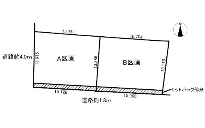 2区画分譲地　鏡島　A区画の区画図