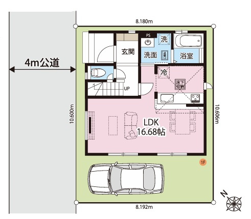 上尾市上27期全1棟の区画図|閑静な住宅街で住環境良好です。近隣には、スーパーやドラッグストアなど商業施設が複数点在しているので、毎日のお買い物が便利になります◎幼稚園や小学校が徒歩10分圏内にありますので、子育て世代の方も安心◎