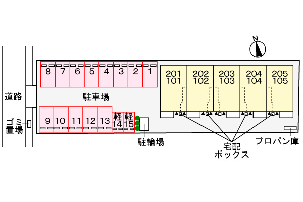 ベル　アントラーの区画図|駐車場