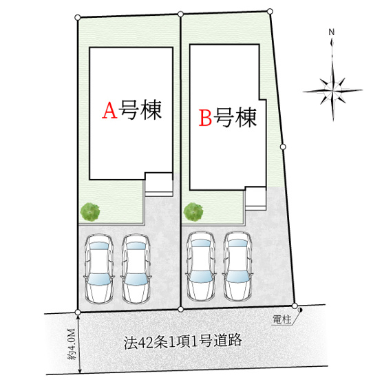 【区画図】 | 青く澄み渡った綺麗な空と、陽の光をたっぷりと受ける、そんな新築住宅で新生活をスタートしてみませんか？見学・ご相談等、ミライズホーム(株)までお気軽にご連絡下さい。