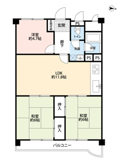 【間取り】 | パラシオン南茨木