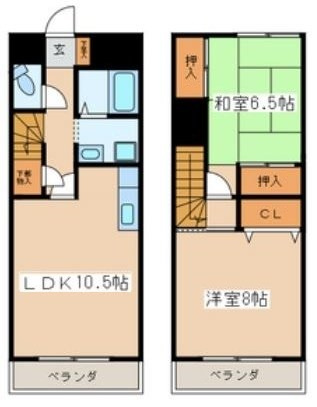 【間取り】 | プラーティット本中山 | 上下階がご利用可能なメゾネットタイプ