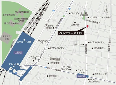 【地図】 | ムニレジデンス上野（旧名称：ベルファース上野）