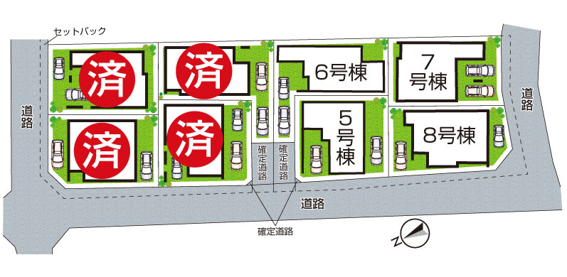 枚方市高野道　新築一戸建ての区画図
