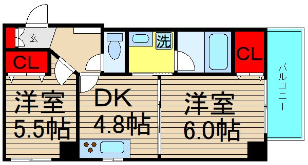 大阪市浪速区元町３丁目の賃貸マンションの間取り