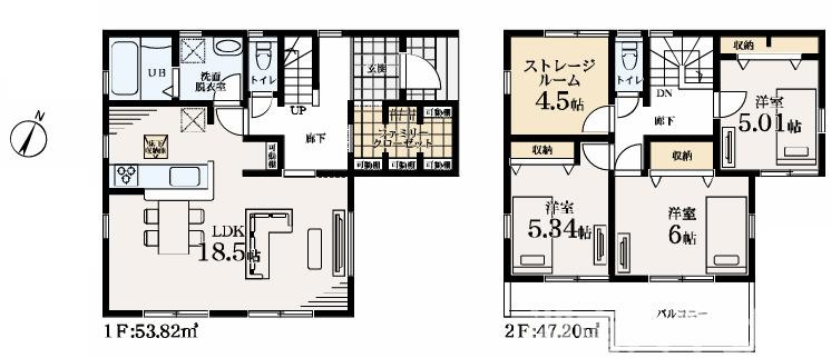 藤沢市石川６丁目１３－２５新築戸建ての間取り