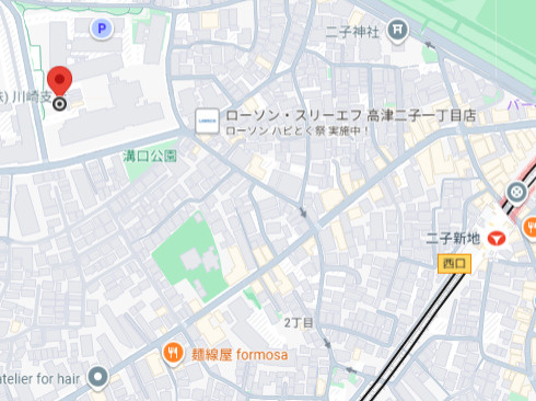 ドレッセ二子新地の地図