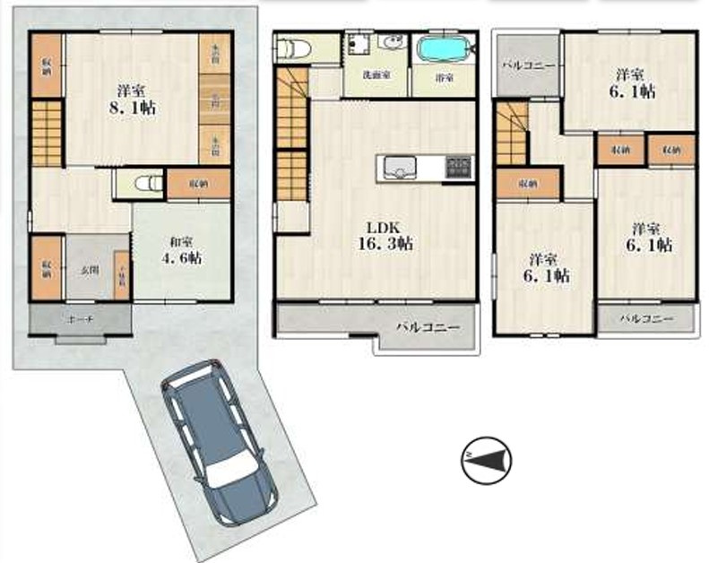 三ツ島6丁目　中古一戸建ての間取り|間取り図はいかがですか？ご希望を叶える間取りですか？リビングの広さは？水回りの位置は？カウンターキッチン？など色々な情報が集約されています。弊社ではリフォームなどのご相談も承っております。