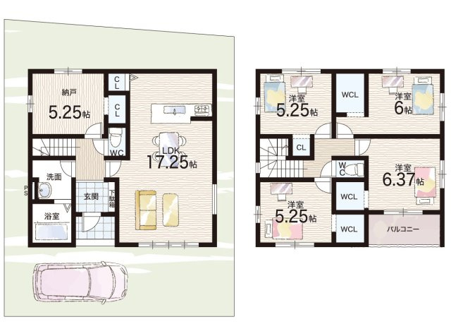 羽曳野市碓井　第1期　新築一戸建ての間取り
