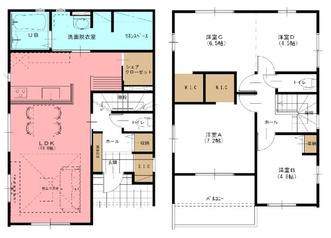 【間取り】 | 【新築分譲住宅　～ LIGARE　リガーレ～　】　山形市江南三丁目1期　全2棟 | (1号棟)、価格3298万円、4LDK、土地面積157.89m2、建物面積105.16m2
