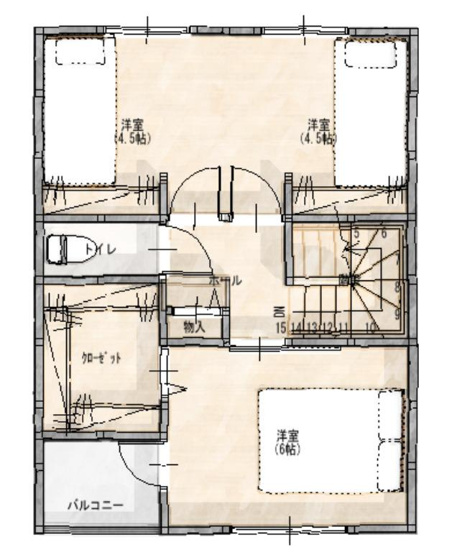 【間取り】 | 高知市介良/２区画 | 西区画２階