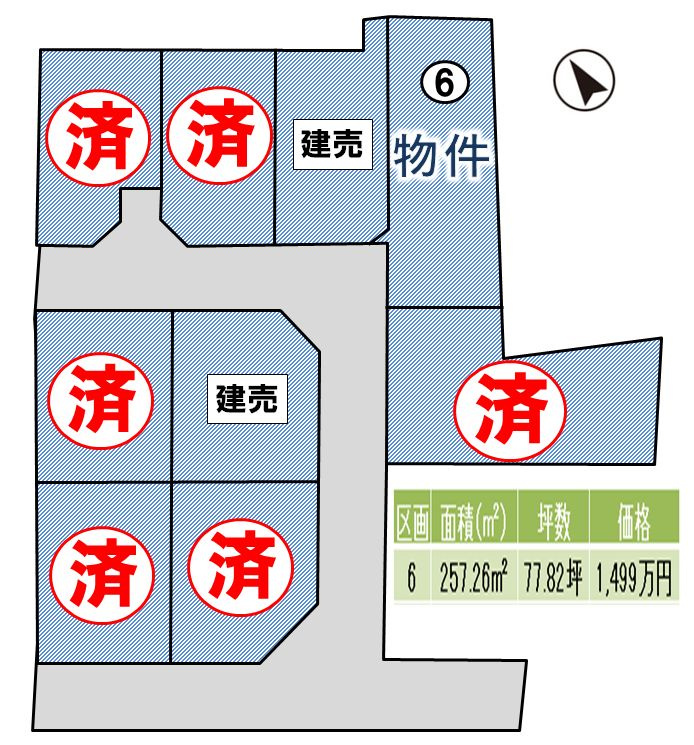 《分譲地》小山市城北6丁目　全9区画の区画図