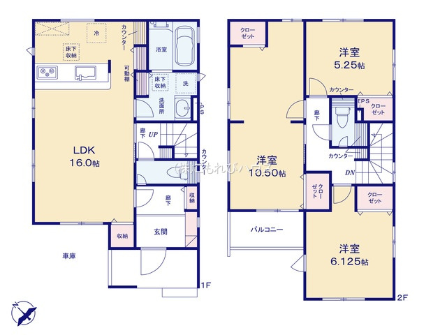 上尾市浅間台3丁目　3期　新築一戸建て　グランドールの丘　05の間取り|上尾市浅間台3丁目　3期　新築一戸建て　グランドールの丘　05、3LDK、土地面積112.88m2、建物面積100.19m2