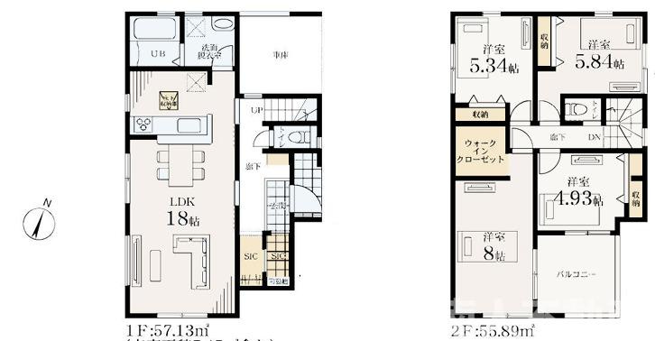 藤沢市石川６丁目１３－２５新築戸建ての間取り