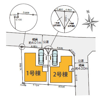 練馬区貫井4丁目　ZEH水準　車庫付デザイン住宅　全2棟の区画図