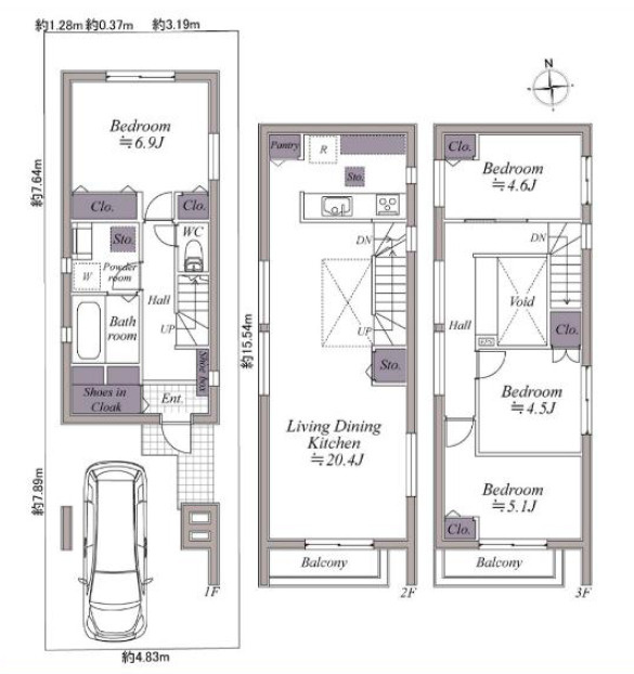 板橋区高島平1丁目　自然豊かな住環境　限定3区画の参考プラン|1区画　4LDK+SIC+パントリー+ビルトイン車庫