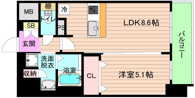 大阪市城東区新喜多１丁目の賃貸マンションの間取り