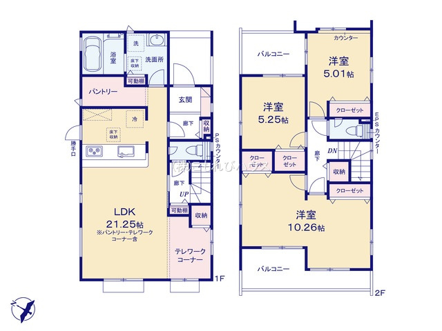 上尾市原市　14期　新築一戸建て　ブルーミングガーデン　01の区画図|1号棟