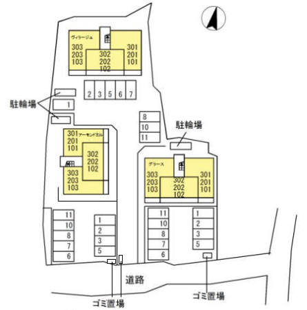 ヴィラージュ　　刈谷市近郊の賃貸はクラスホームの区画図