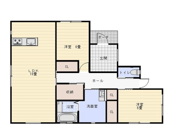 【間取り】 | 間取りは2LDKの平屋になります。