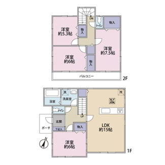 【間取り】 | 春日部市藤塚 築浅中古戸建 | 延床面積：97.70㎡　全室２面採光の４LDK
※間取りについて、窓の位置などの間違いが発見されたので、近日差し替え予定です