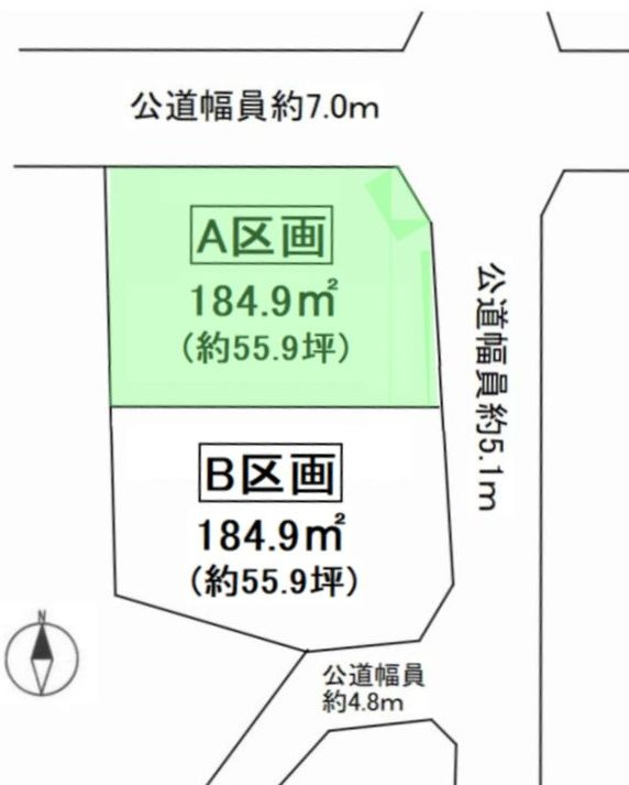 半田市岩滑高山町3丁目　A区画の区画図