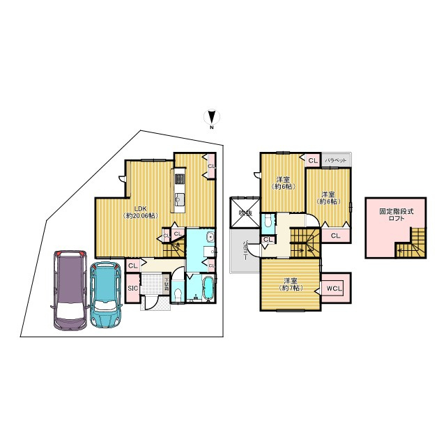 向日市寺戸町岸ノ下の間取り|吹き抜けのある間取り！
ファミリー層に人気の3LDKロフト付き！
