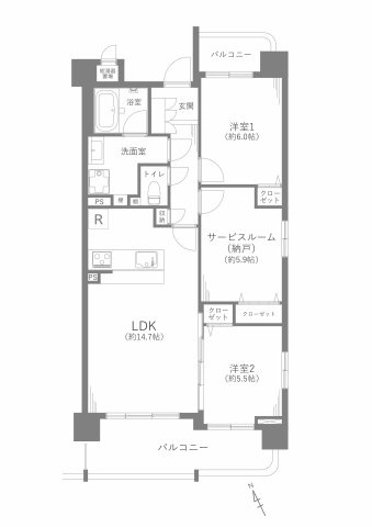 シャトー勝川Ⅲの間取り