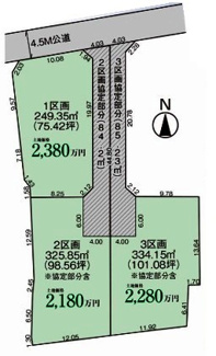 【土地図】 | 川越市鴨田　建築条件付売地　西武新宿線『本川越駅』バス17分　【芳野小学区】