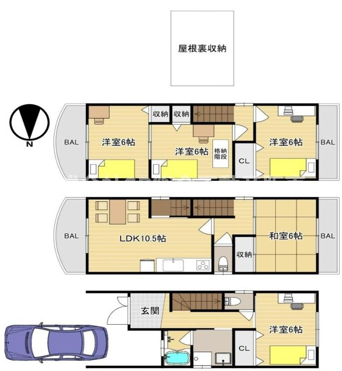 荒川3丁目中古戸建の間取り|2025年9月にリフォームされて室内大変キレイで、新品・未使用の状態で生活できます！