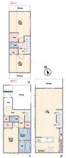 【間取り】 | 【仲介手数料無料！！】府中市府中町3丁目　新築戸建て（全3棟）2号棟　7290万円 | 2号棟間取図　2SLDK　建物：111.88㎡