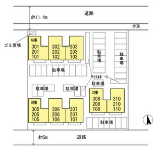 バティール西小森野A棟の区画図