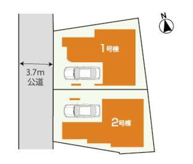 板橋区蓮沼町　全室6帖以上　車庫付き住宅　限定2棟　の区画図