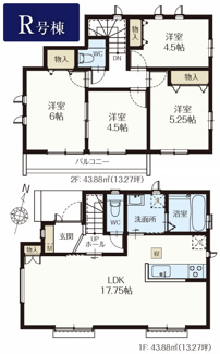 【間取り】 | 【仲介手数料無料！！】府中市日新町5丁目　新築戸建て（全19棟）R号棟　4790万円 | R号棟