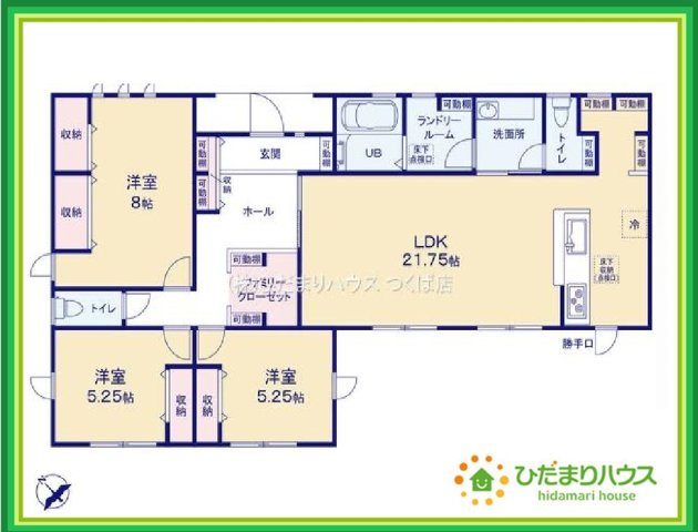 日立市滑川本町3期　新築戸建　1号棟の区画図|人気の平屋一戸建て！(^^)/
