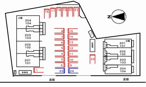 アルバ・ソーレ　Ｂの区画図|駐車場