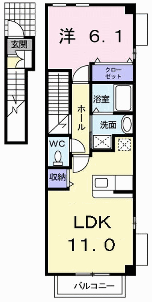 アルバ・ソーレ　Ｂの間取り|間取図