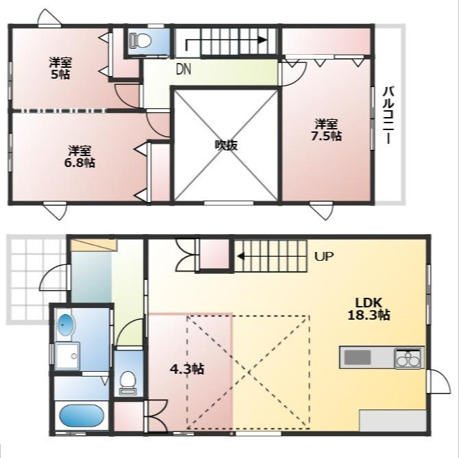南区柏原２丁目　戸建ての間取り