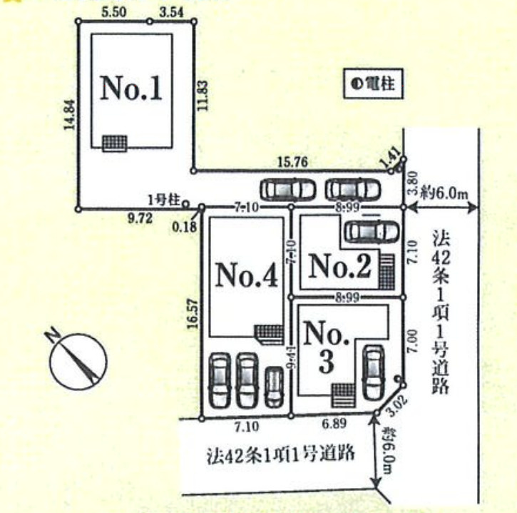 新築/富士見市東みずほ台３丁目　第５全４棟の区画図|駐車スペースあり（車種による）
