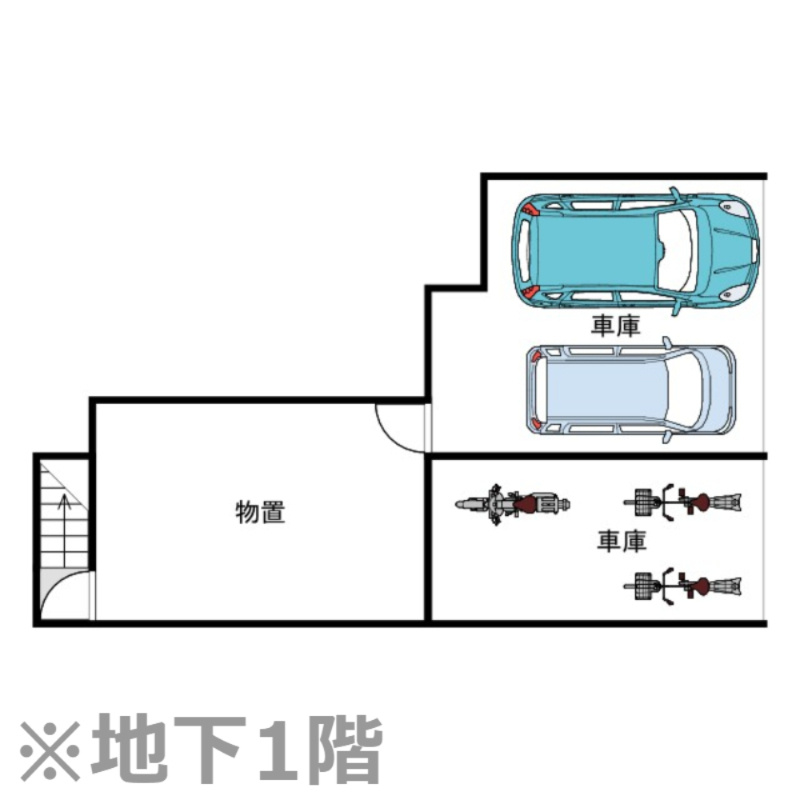 山形市銅町二丁目13-28の駐車場|駐車2台分+駐輪スペースあり。