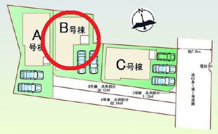 岡崎市福岡町3期　新築分譲住宅　全3棟　B号棟の区画図
