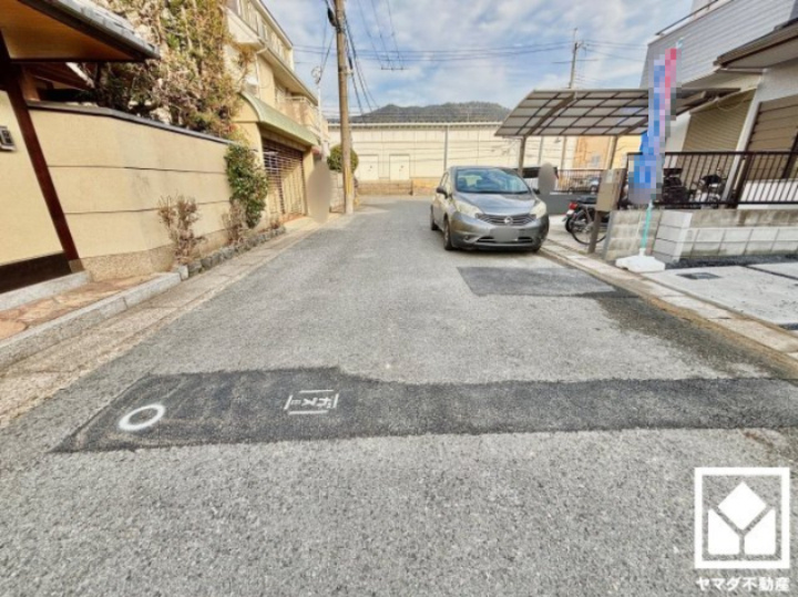 伏見区醍醐新開　1期　1号地の前面道路含む現地写真