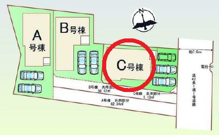 岡崎市福岡町3期　新築分譲住宅　全3棟　C号棟の区画図